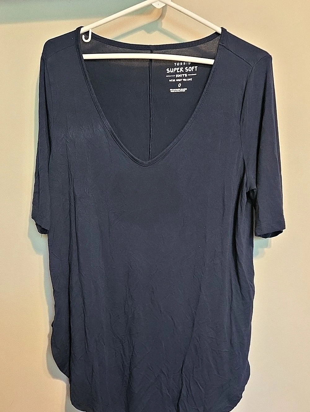 Torrid Super Soft V-Neck Tee Short Sleeve Top in Blue